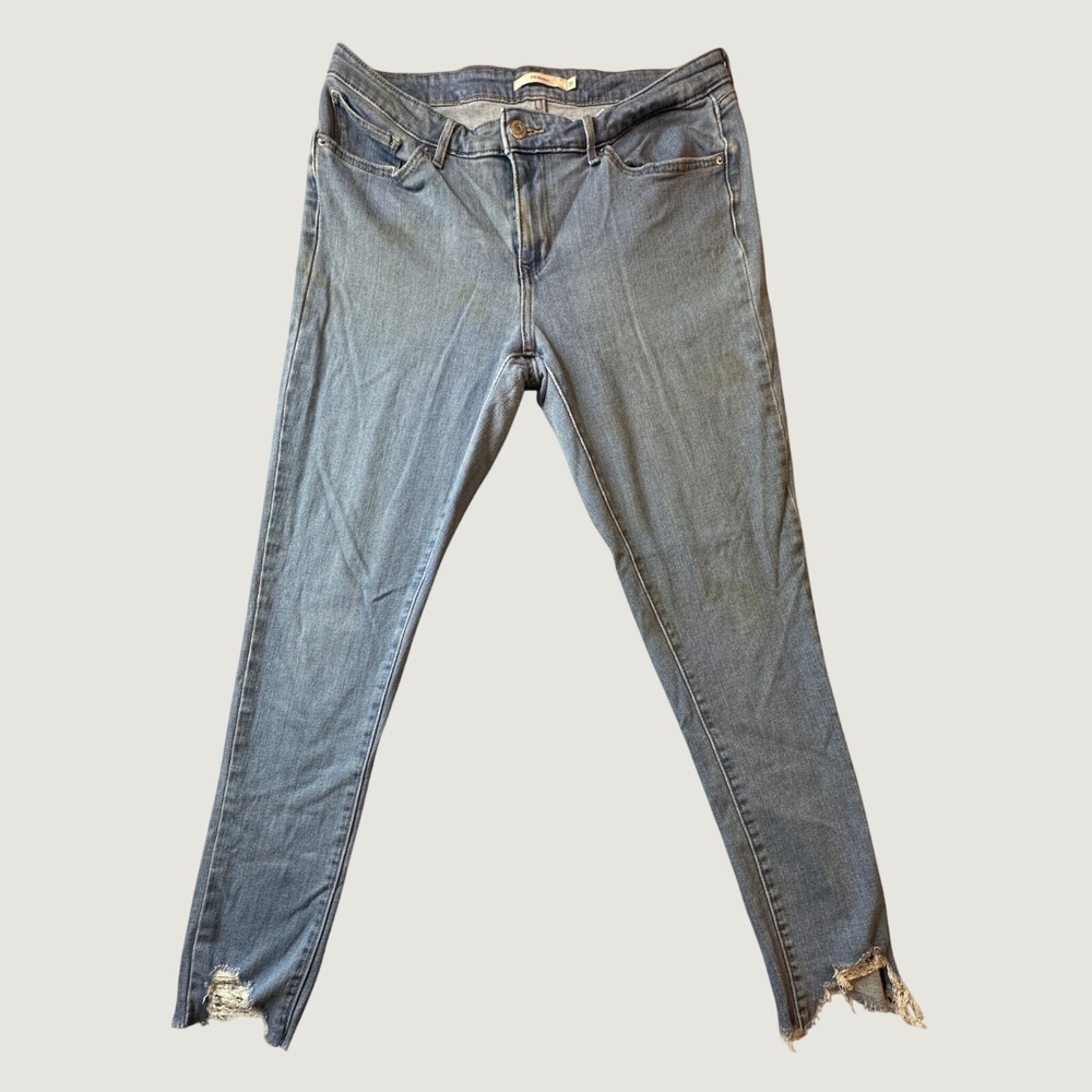 Levi's 711 Jeans Womens 31 Skinny Light Wash Blue Raw Hem Stretch Denim Casual